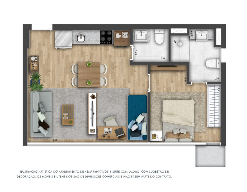 48m² - 2 DORMITÓRIOS